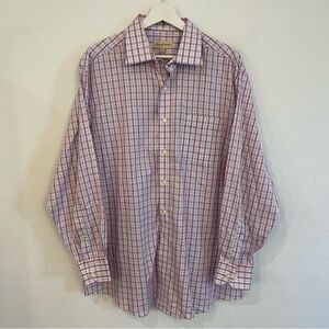 Tommy Bahama Purple and White Plaid Button Dow Shirt